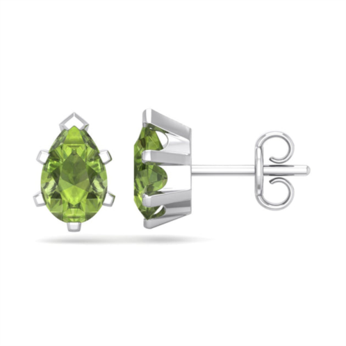 SSELECTS 1 3/4 carat pear shape peridot stud earrings in sterling silver
