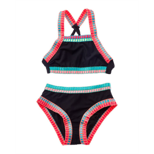 Beach Lingo embroidery binding x back 2pc bikini set