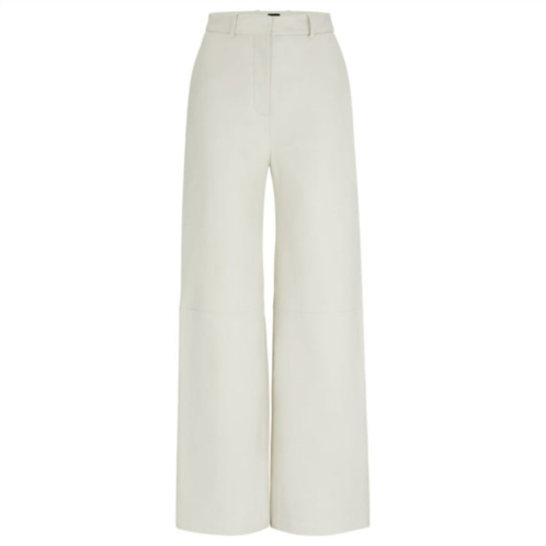 BOSS regular-fit leather trousers with wide leg