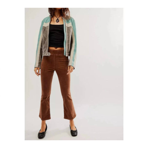 Free People in my feelings velvet crop slim flare pants in chocolate