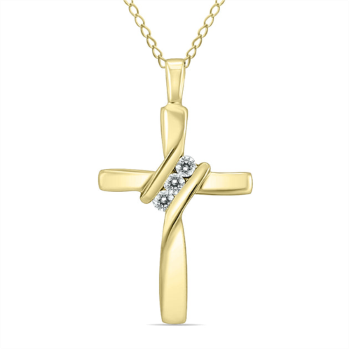 SSELECTS three stone diamond cross pendant in 10k