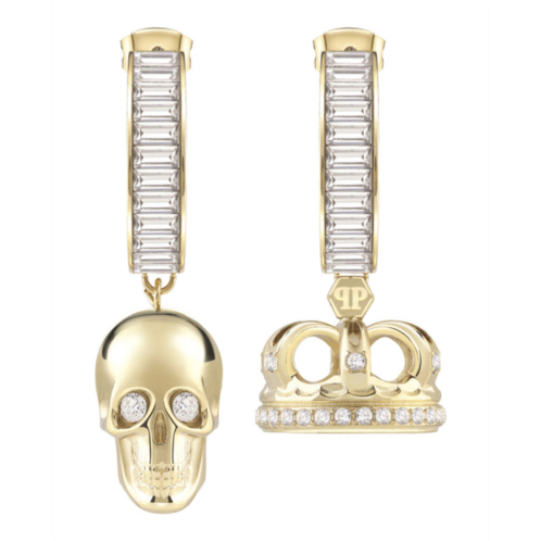 Philipp Plein $kull crown crystal hoop earrings