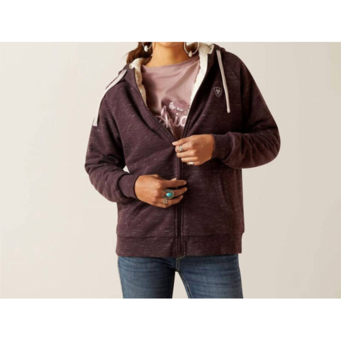ARIAT real sherpa full zip hoodie in clove brown
