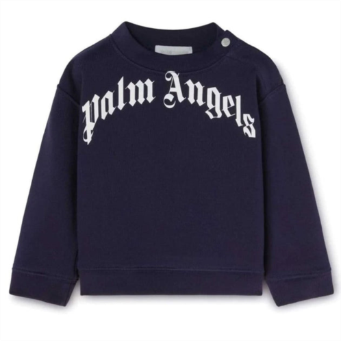 PALM ANGELS navy blue logo print sweatshirt