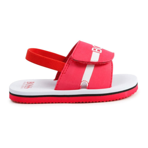 BOSS bright red logo sandals