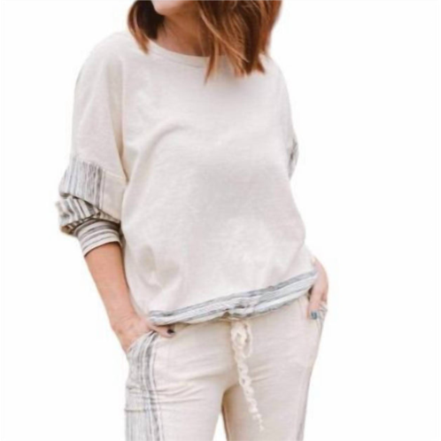 EVA FRANCO zen stripe sweatshirt top in white
