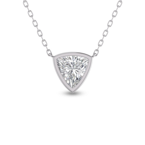 SSELECTS lab grown 1/2 carat trillion shaped bezel set diamond solitaire pendant in 14k white gold
