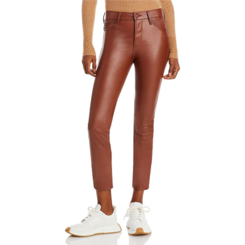 Mother dazzler womens faux leather mid-rise ankle pants
