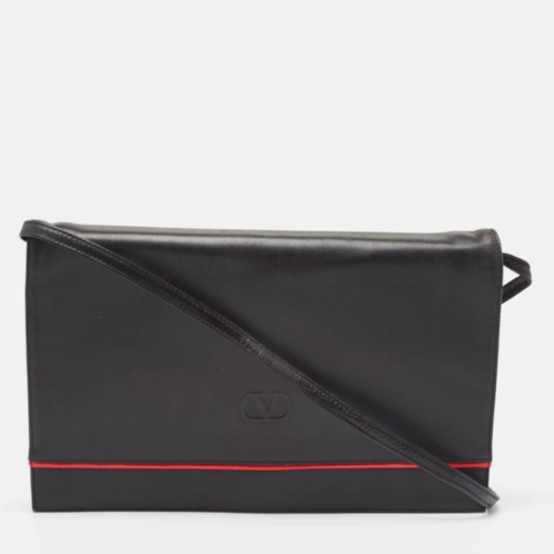 Valentino /red leather logo embossed oversized clutch bag