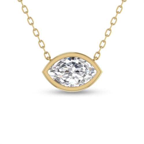 SSELECTS lab grown 1/2 carat marquise shaped bezel set diamond solitaire pendant in 14k yellow gold