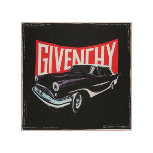 Givenchy car logo print silk scarf
