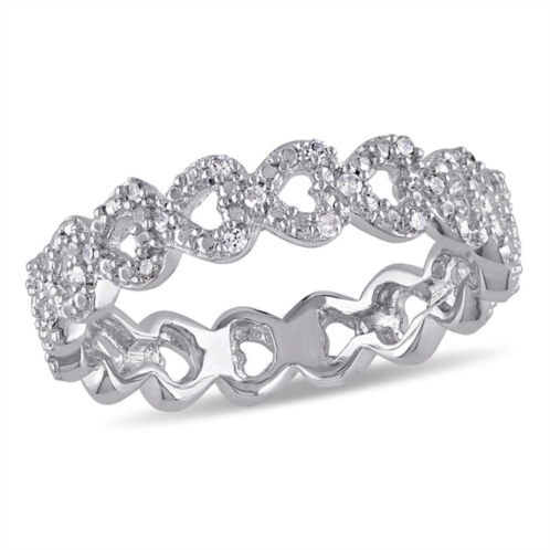 Mimi & Max diamond heart link ring in sterling silver
