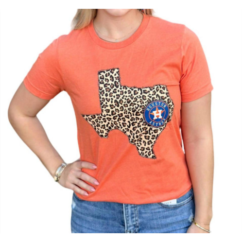 Avenue J astros texas leopard graphic tee in orange