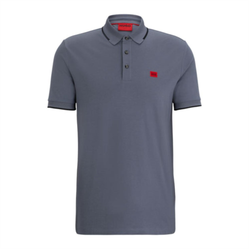 HUGO cotton-piqu slim-fit polo shirt with red logo label