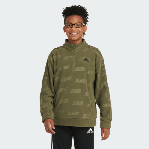 Adidas kids long sleeve brand love printed cozy half-zip pullover