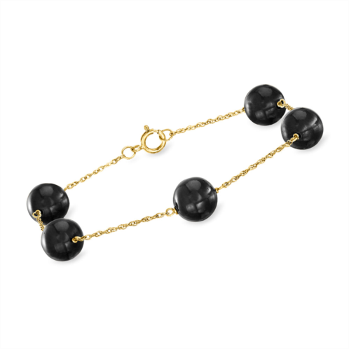 Ross-Simons 8mm onyx bead station bracelet in 14kt yellow gold