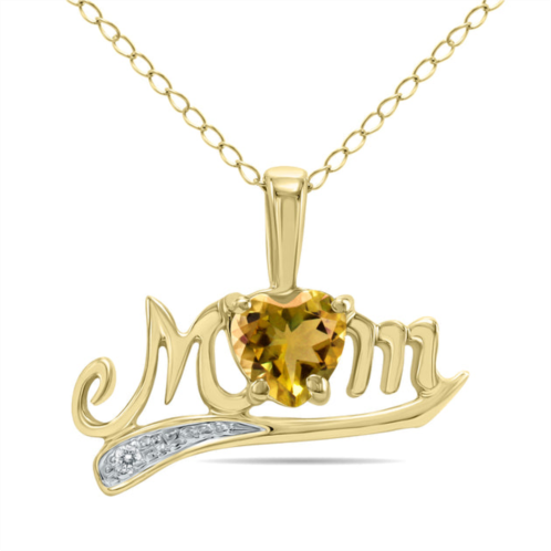 SSELECTS citrine and diamond mom pendant in 10k