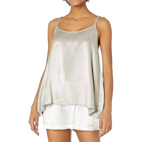 PJ Harlow daisy satin tank with braided straps & elastic back in egg nog
