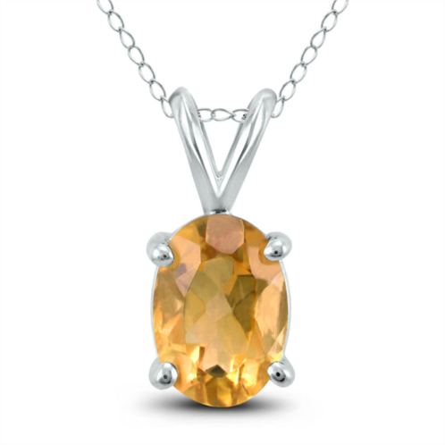 SSELECTS 14k 7x5mm oval citrine pendant