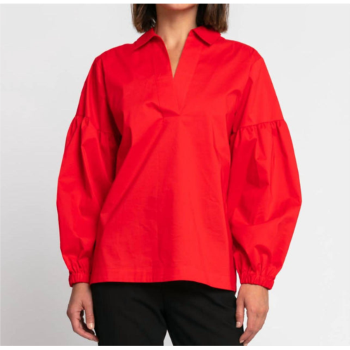 Hinson Wu arianna puff sleeve top in red