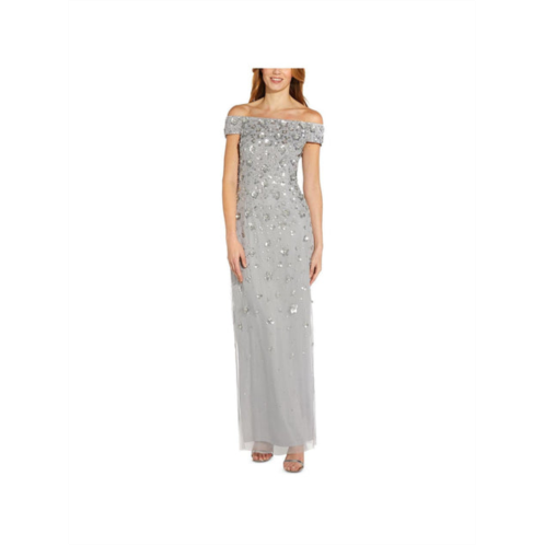 Adrianna Papell petites womens embellished off-the-shoulder evening dress