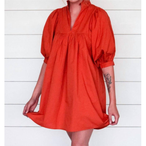 Never a Wallflower high neck dress in fire orange