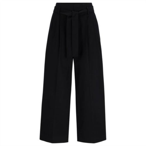 BOSS tapered-fit wide-leg trousers with fabric belt