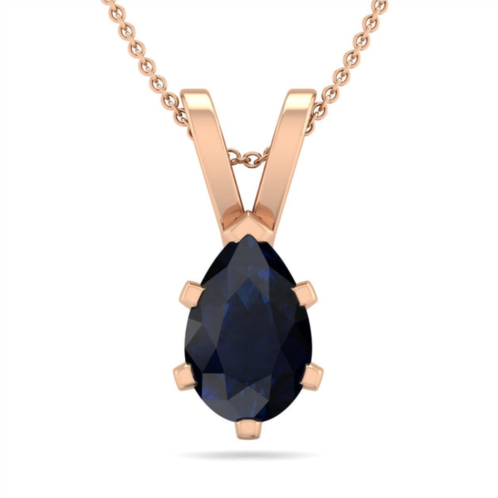 SSELECTS 1 carat pear shape sapphire necklace in 14k rose gold over sterling silver