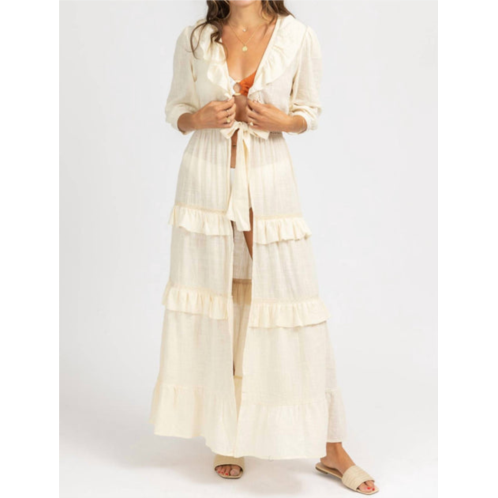 MABLE gauze ruffle duster coverup in neutral