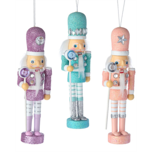 Kurt Adler 6in hollywood pastel nutcracker christmas ornaments (3 assorted)