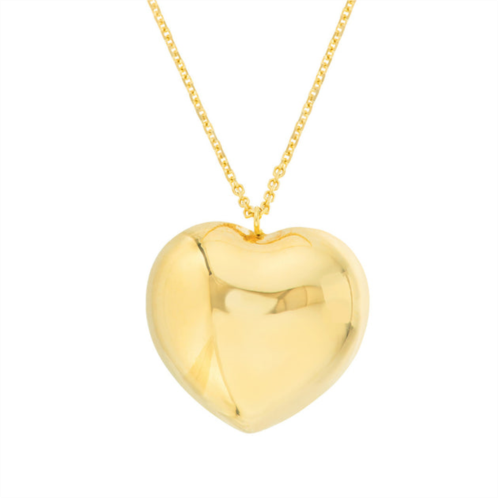 SSELECTS 14k solid yellow gold large puff heart on adjustable necklace