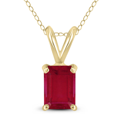 SSELECTS 14k 6x4mm emerald shaped ruby pendant