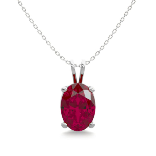SSELECTS 1 carat oval shape ruby necklace in sterling silver, 18 inches
