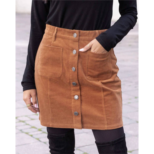 Grace & Lace corduroy skirt in camel