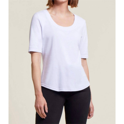 TRIBAL cotton scoop neck top in white
