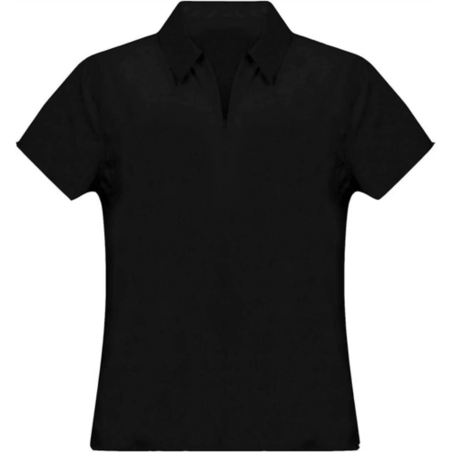 Spanx womens sunshine short sleeve zipper top t-shirt in black