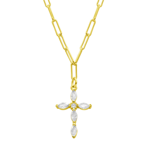 Adornia 14k gold plated paperclip cubic zirconia cross necklace