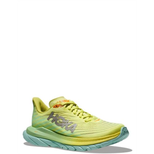 Hoka womens mach 5 running shoes - b/medium width in citrus glow/lime glow