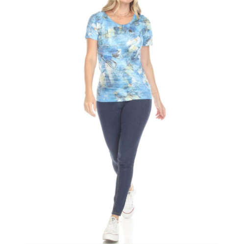 Inoah sunken city lightweight crinkle burnout top in blue