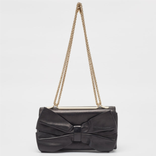 Valentino leather bow flap chain clucth