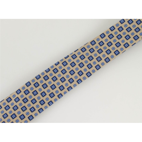 Battisti Napoli brown with floral pattern 100% silk skinny neck tie