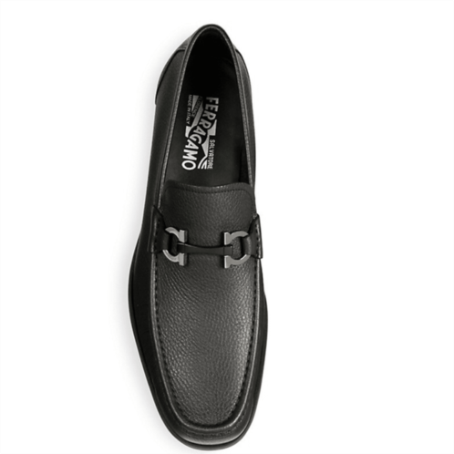 Salvatore Ferragamo men grandioso gancini black pebbled leather loafers