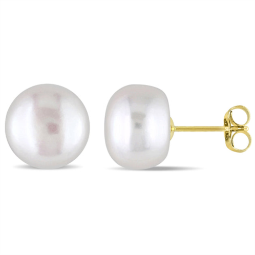 Mimi & Max 9-10mm cultured freshwater pearl stud earrings in 10k yellow gold