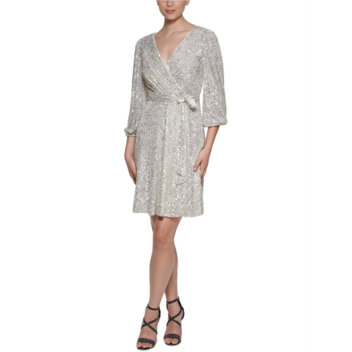 DKNY womens sequined v-neck cocktail and party dress