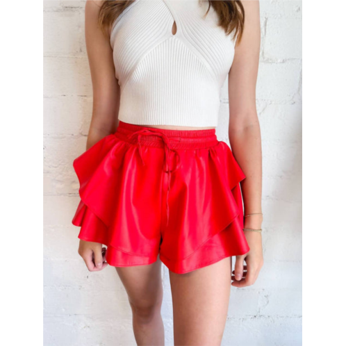 Idem Ditto kick it faux leather skort in red