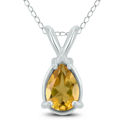 SSELECTS 14k 6x4mm pear citrine pendant