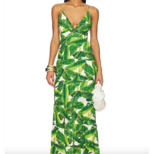 Alice + olivia karolina maxi dress in sun palm off white