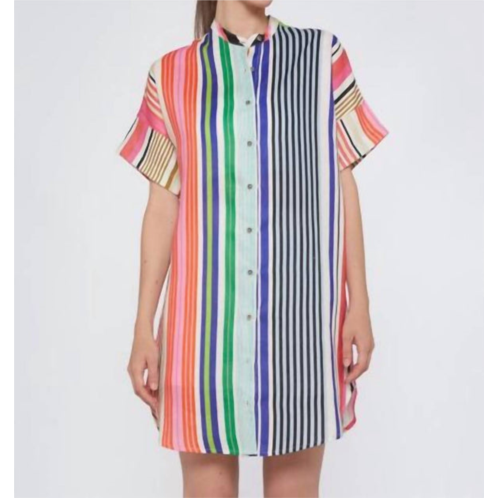 Vilagallo harper stripe linen dress in stripe multicolor