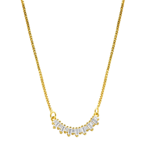 Adornia 14k gold plated crystal curved bar necklace
