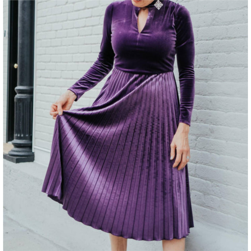 Maggy London velvet turtle neck dress in purple